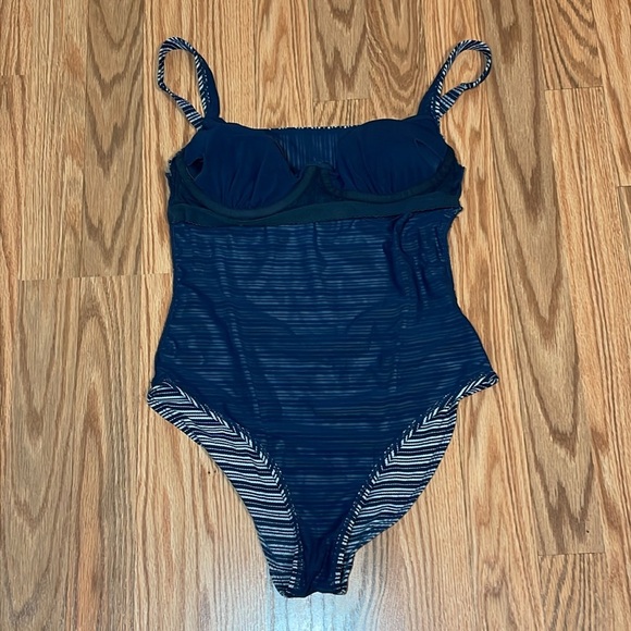 Navy Striped One Piece Swimsuit, XS S - Picture 9 of 9